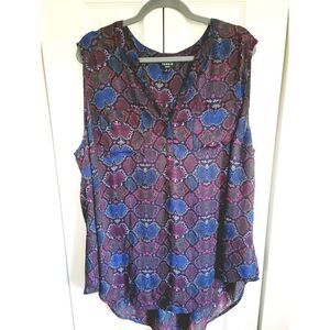 Torrid Harper 3 Multicolored‎ Snake Skin Henley Sleeveless Blouse SZ 3X (22/24)